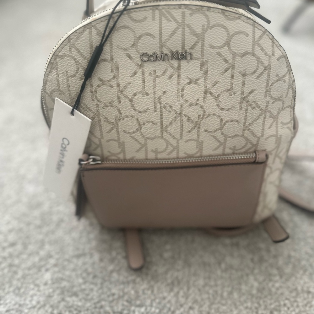Calvin Klein Cream and Tan Backpack